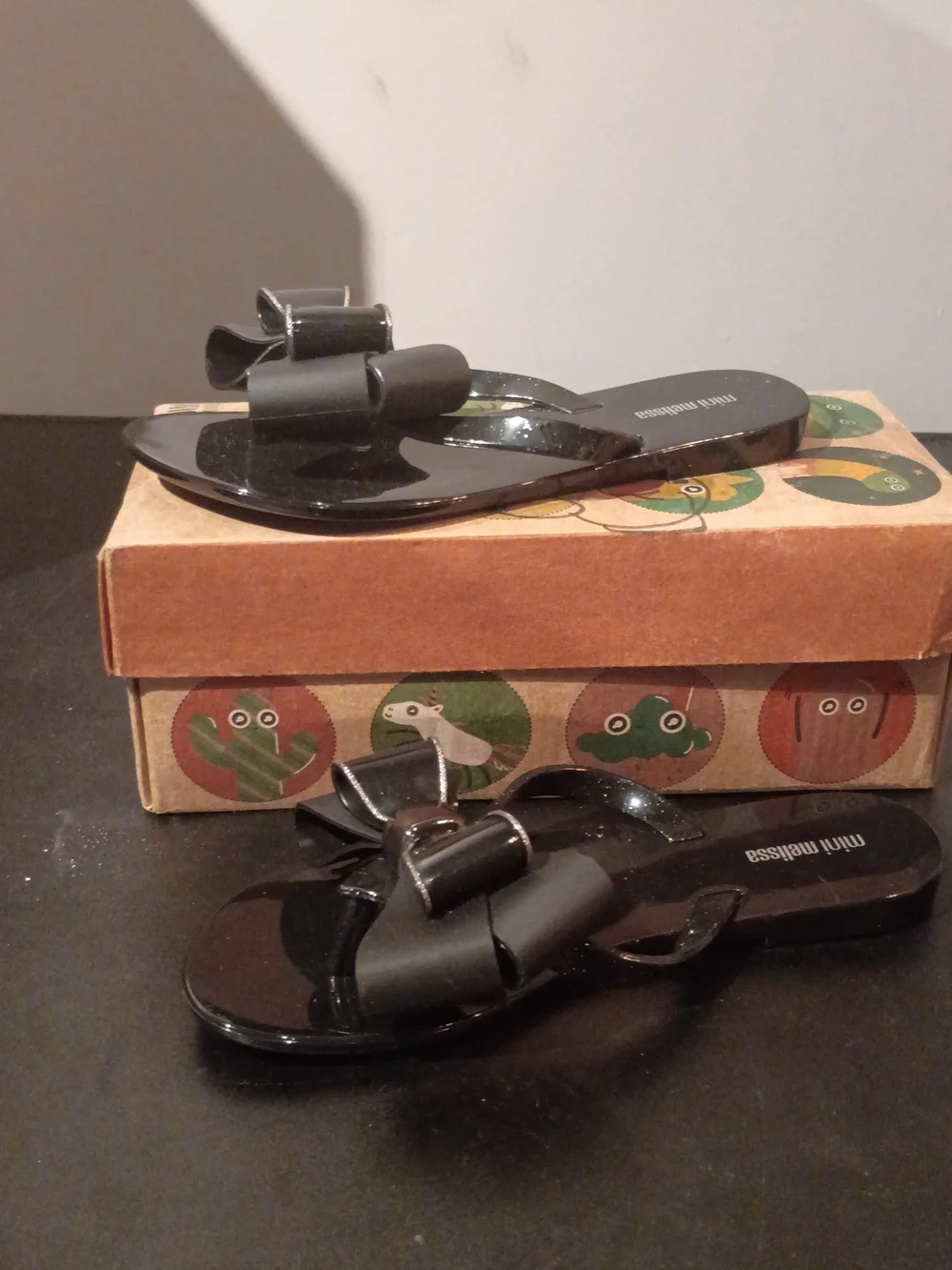 Mini Melissa Black Bow Jelly Sandals